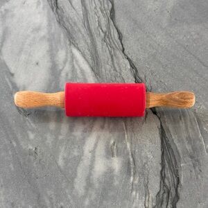 Red Rolling Pin with Wooden Handles